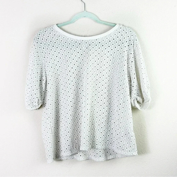 Anthropologie Postmark White Eyelet Blouse Top size Medium - Picture 2 of 8